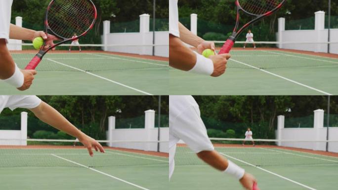 网球运动员做服务