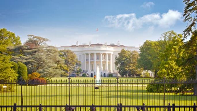 白宫。喷泉。公园。