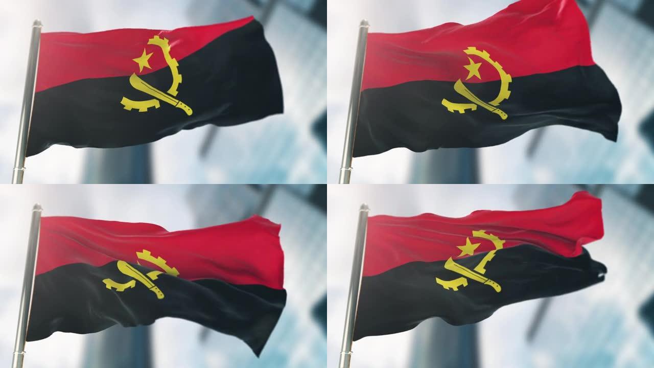 安哥拉国旗。慢动作
