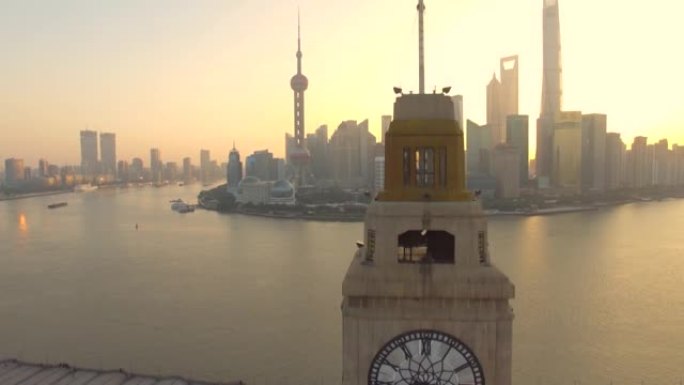 现代城市的日出上海市朝阳日升风景风光