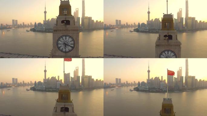 现代城市的日出上海市朝阳日升风景风光
