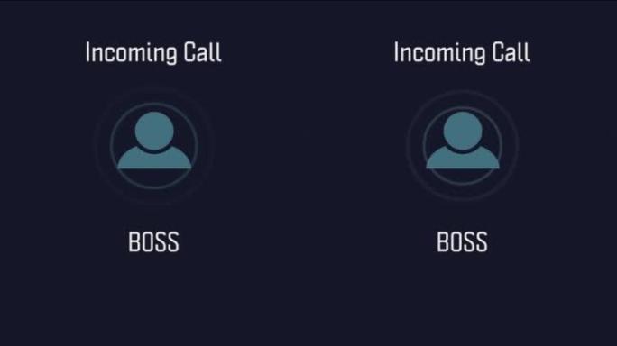 带有老板呼叫警报，绿色应答图标和等待公司通信的智能手机屏幕。为了实现业务增长，生产力和成功，公司员工