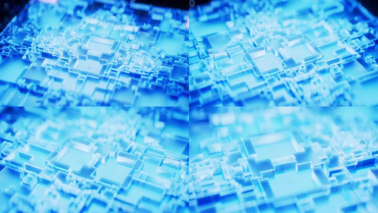 将CPU变成明亮的蓝色，以实现现代技术概念