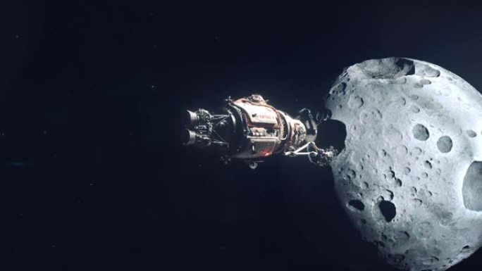 未来小行星采矿船接近大型小行星