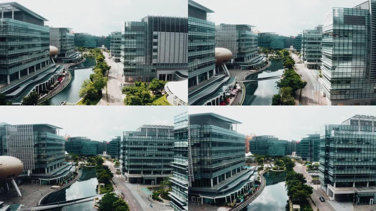 无人机拍摄的香港现代化办公大楼
