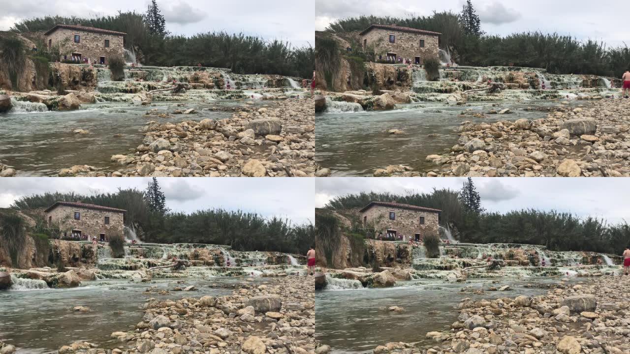 Cascate del Mulino，温泉在Saturnia，托斯卡纳，意大利。