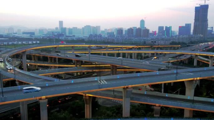 鸟瞰图交流立交桥俯瞰城市发展现代化都市
