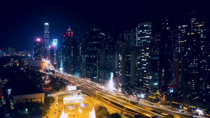 香港的夜景夜景车流金融中心cbd灯光灯火