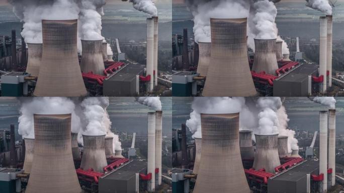 蒸冷却塔的航拍排放有害气体温室效应臭氧层