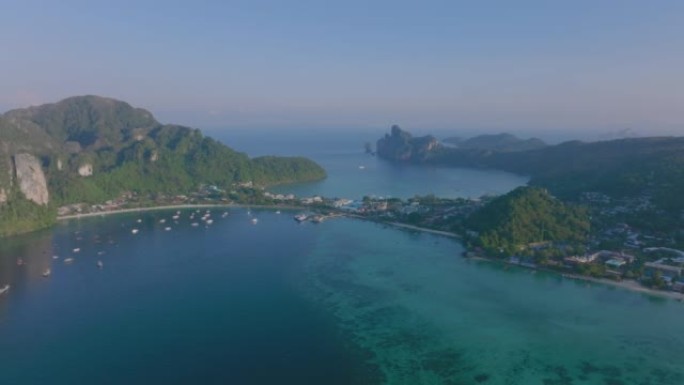 菲律宾群岛鸟瞰图，泰国美丽的海滩地标。