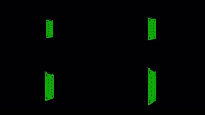 4k绿屏旋转现代移动智能手机模拟带反射