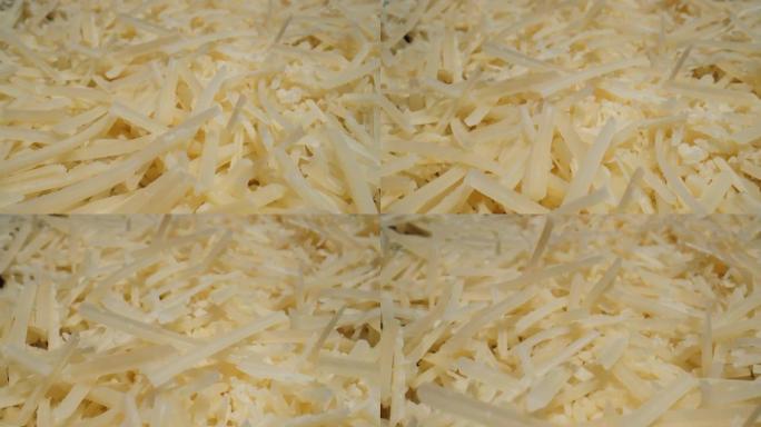 新鲜磨碎帕尔马干酪的宏观探针。