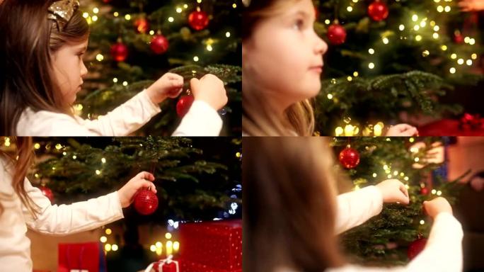 SLO MO小女孩装饰圣诞树