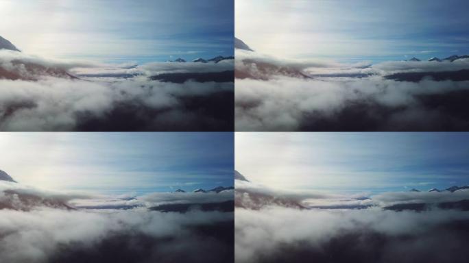 山脉上空的空中雾云海云层云雾