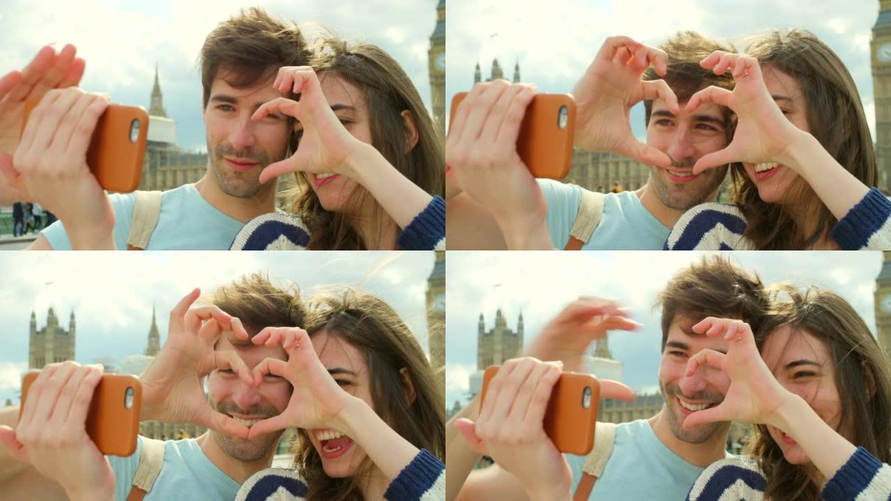 一对年轻夫妇一起探索城市的4k视频片段