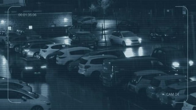 雨夜央视繁忙停车场