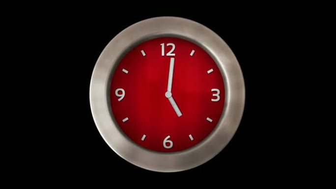 现代挂钟。每分钟1帧。可循环。红色。