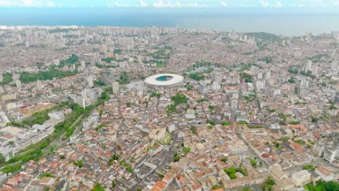 巴西巴伊亚萨尔瓦多市市区的鸟瞰图。
