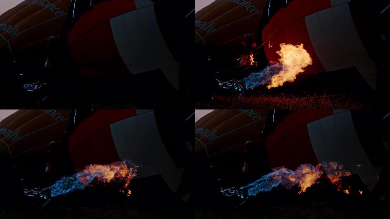 超慢动作丙烷火焰充气热气球