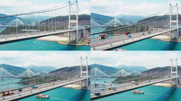 香港青马大桥无人机景观