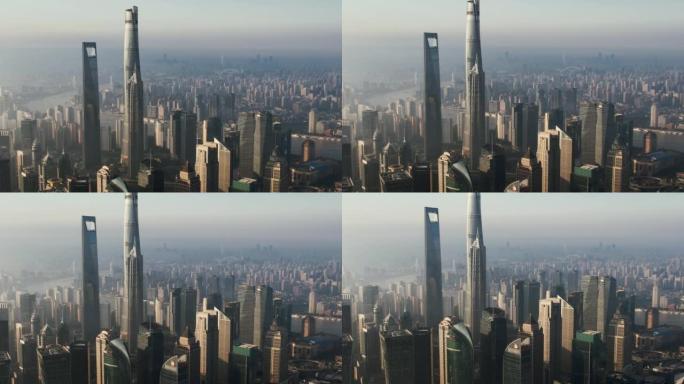 上海天际线鸟瞰图一线城市你是高楼新型大楼