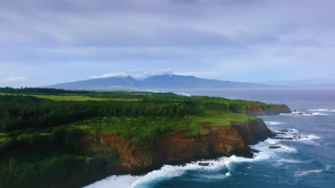 夏威夷毛伊岛海岸线鸟瞰图