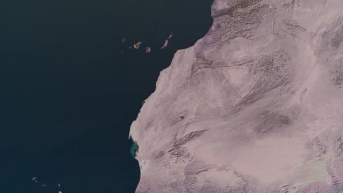 摩洛哥地图，通过一个4K照片真实动画地球仪放大到空间，包括非洲，西亚和欧洲的全景。史诗旋转世界动画，