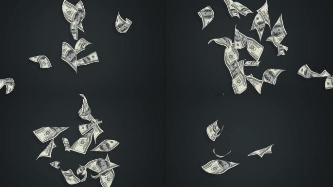 百元钞票以循环动画的形式飞来飞去。