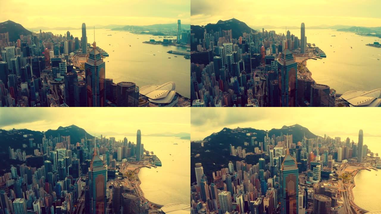 中国香港香港城市天际线鸟瞰图