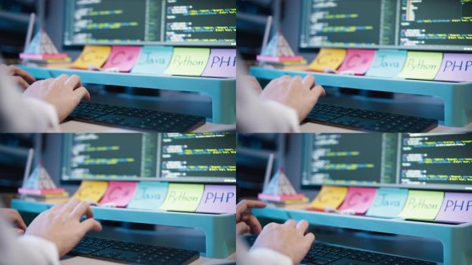 软件开发用计算机屏幕的创新和编码女人