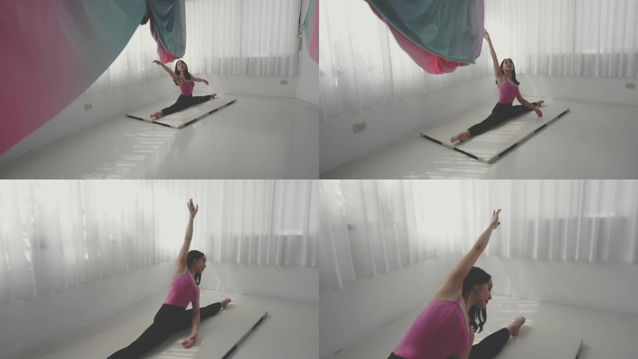 运动女性，空中瑜伽馆