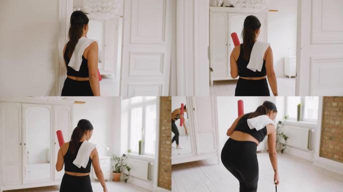 准备在家锻炼的女人