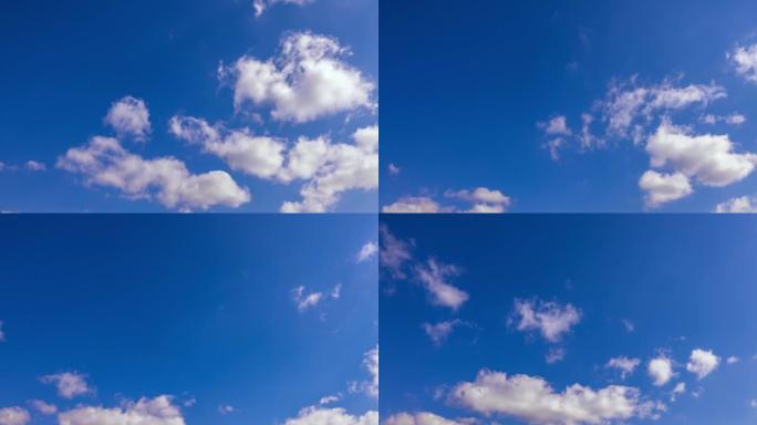 日出期间有积云的延时蓝天，从左到右缓慢移动