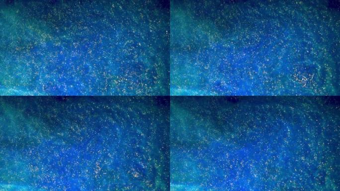 抽象的蓝色背景与闪亮的纹理，看起来像梦幻般的空间。抽象丙烯酸背景。