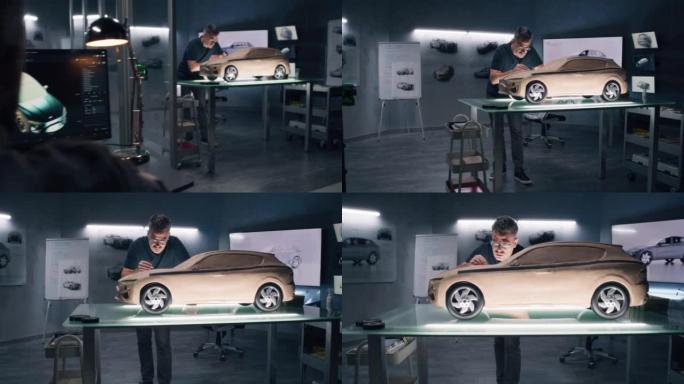 设计师创造橡皮泥粘土汽车模型