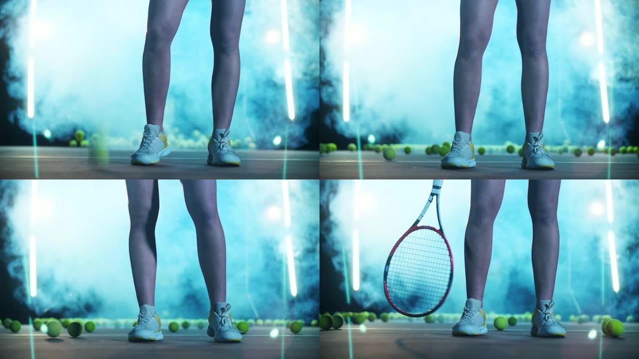 运动清单四处移动的网球运动员的腿