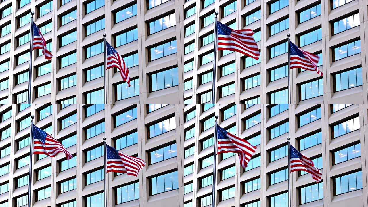 金融区的美国国旗。