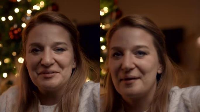 Mid成年女性在圣诞节前夕进行视频通话