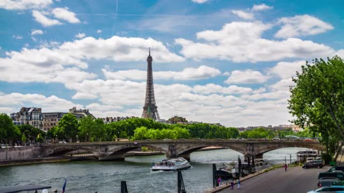 带埃菲尔铁塔的巴黎城市景观