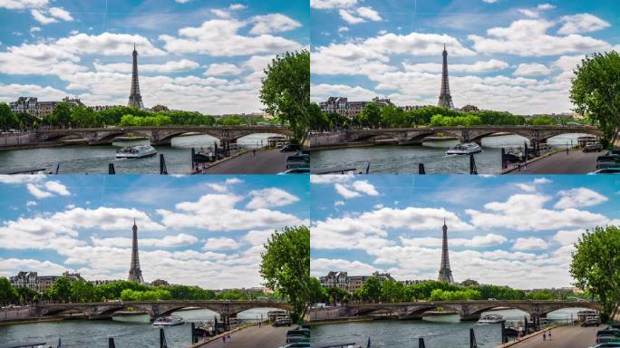 带埃菲尔铁塔的巴黎城市景观