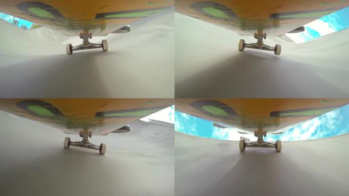 滑板下的摄像机: 滑板场中的滑板
