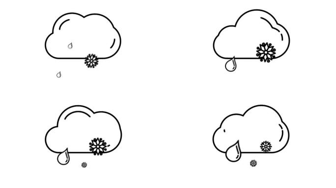 Alpha通道上的云，雪和雨线图标