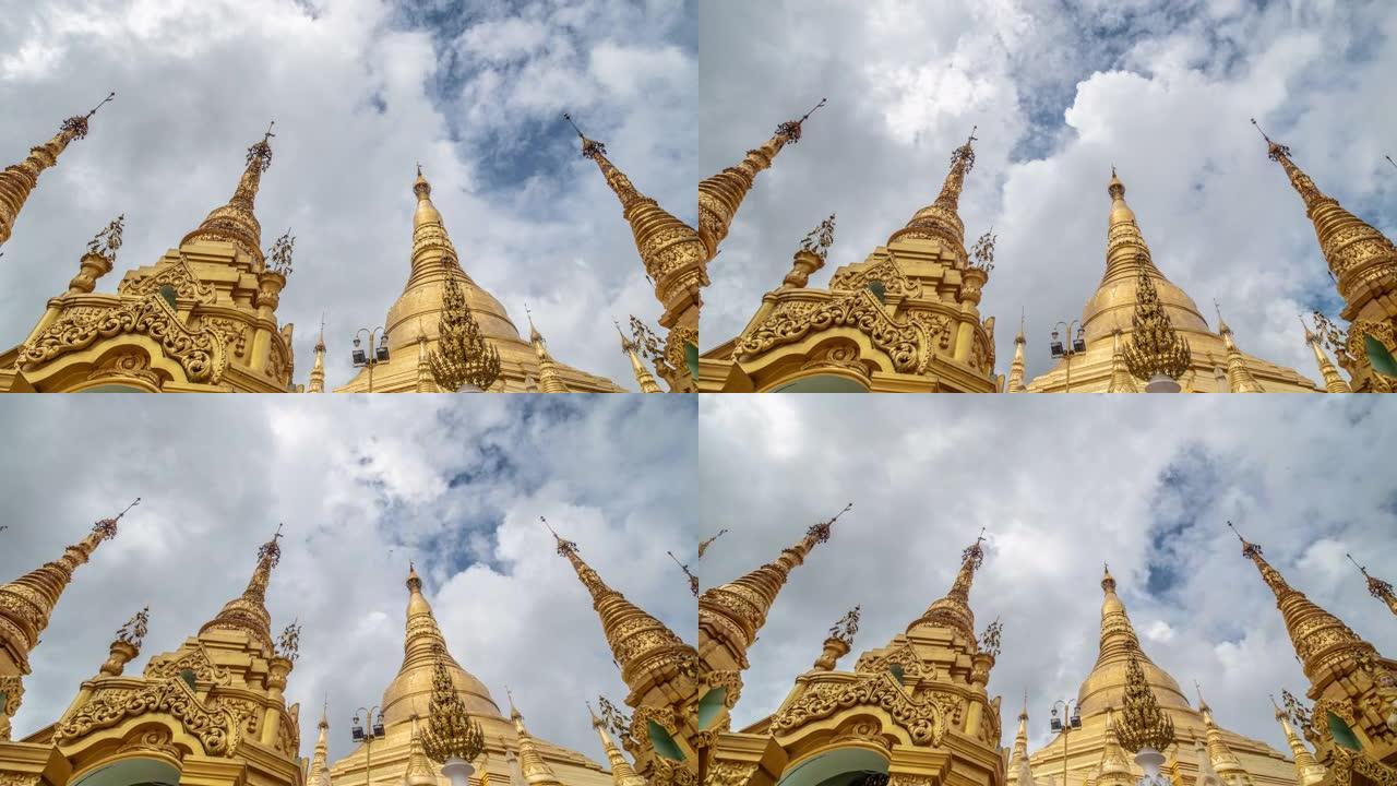 缅甸仰光的大金塔外国地标仰望仰拍仰视仰看