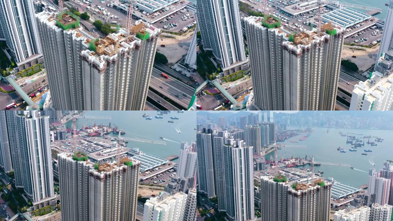 香港的房屋建筑香港市区鸟瞰航拍香港香港风