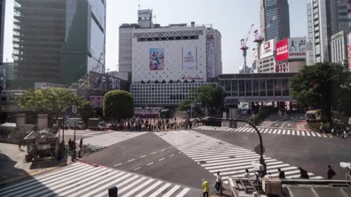 涩谷穿越日本东京马路交通斑马线十字路口