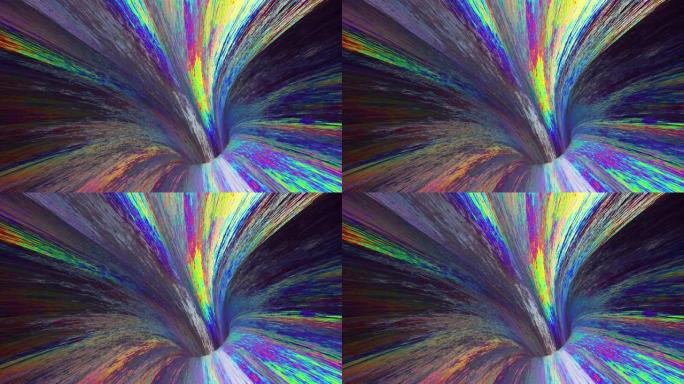 抽象的半透明背景，闪烁着彩虹的所有颜色，无尽的隧道