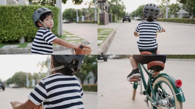 男孩骑自行车。小男孩骑自行车特写视频素材