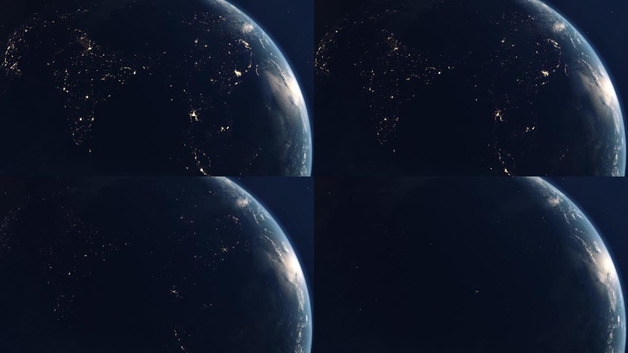 从地球轨道看，整个亚洲的主要停电