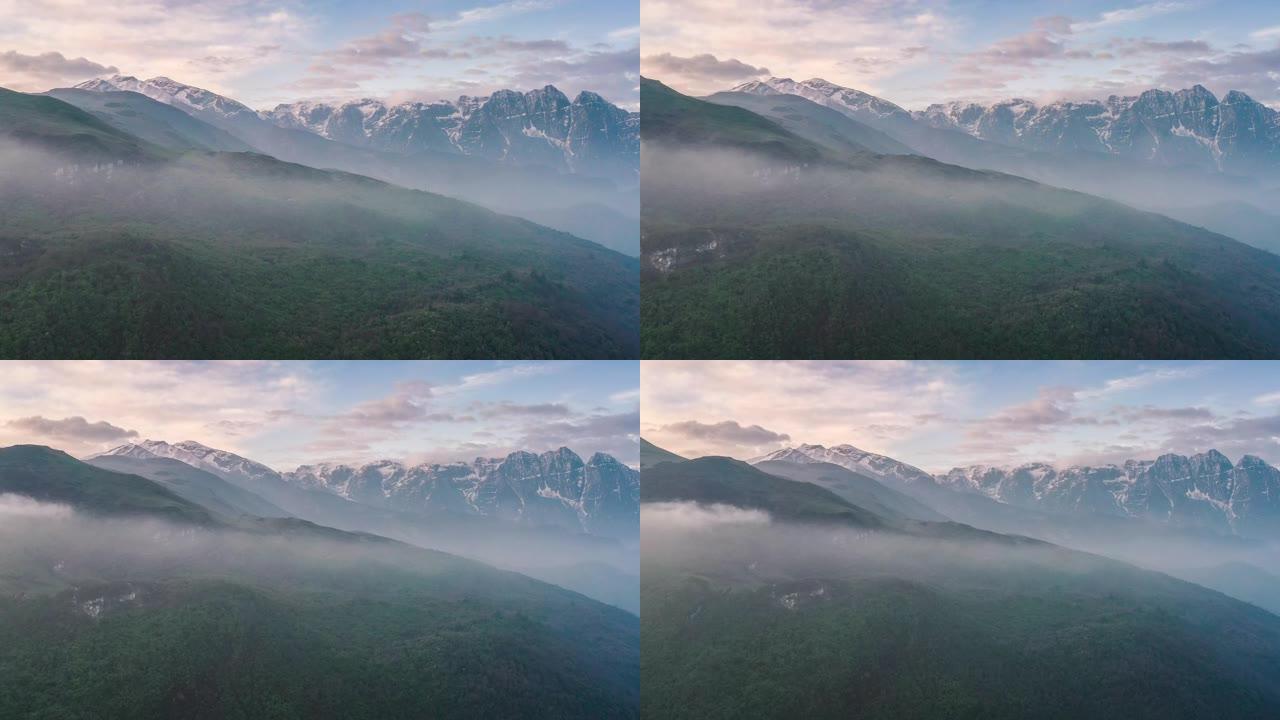 中国四川的九顶山绿水青山大山云海生态山脉