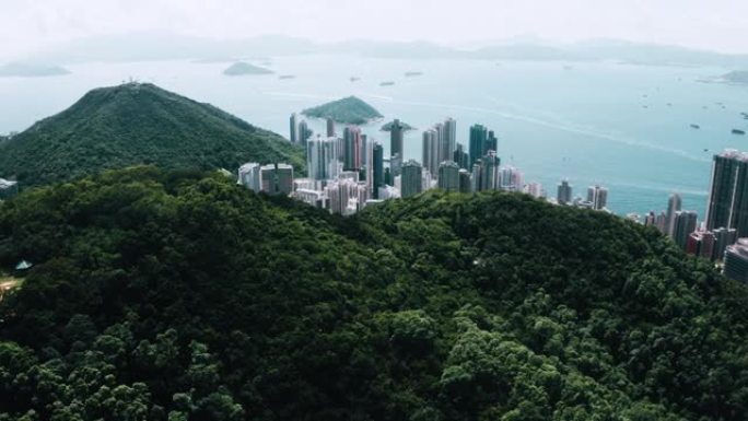 航拍的城市。香港的俯视图